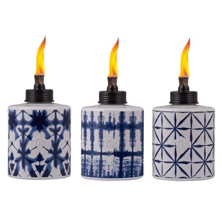 TIKI Blue/White Glass 7 in. Tabletop Torch 1 pc 1120101